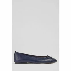 LK Bennett Blue Kara Leather And Patent Toe Cap Ballerina Flats