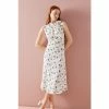 LK Bennett Cream Vali Cornflower Print Tie Neck Silk Dress