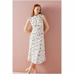 LK Bennett Cream Vali Cornflower Print Tie Neck Silk Dress -LK Bennett Shop unnamed file 1002