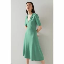 LK Bennett Julie Green Wool Organic Cotton Knitted Dress