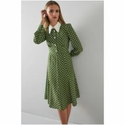 LK Bennett Green Mathilde Polka Dot Silk Tea Dress -LK Bennett Shop unnamed file 1047