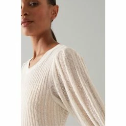 LK Bennett Cream Metallic Fibre Knitted Dress -LK Bennett Shop unnamed file 1060