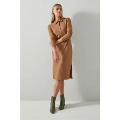 LK Bennett Ruby Recycled Polyester Blend Ribbed Brown Dress -LK Bennett Shop unnamed file 1064