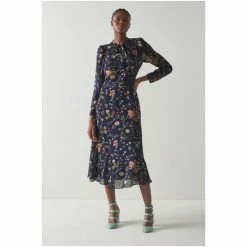 LK Bennett Blue Keira Camelia Print Silk Georgette Midi Dress -LK Bennett Shop unnamed file 1071