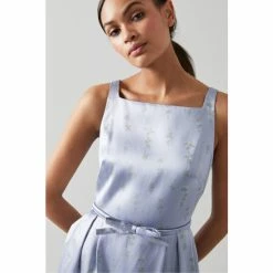 LK Bennett X Royal Ascot Rosalind Blue Satin Floral Jacquard Dress -LK Bennett Shop unnamed file 1143