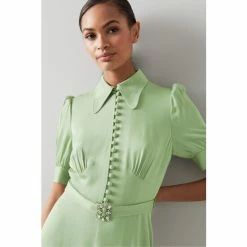 LK Bennett X Royal Ascot Amor Satin Crepe Crystal Belt Dress Green -LK Bennett Shop unnamed file 1156