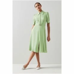 LK Bennett X Royal Ascot Amor Satin Crepe Crystal Belt Dress Green -LK Bennett Shop unnamed file 1157