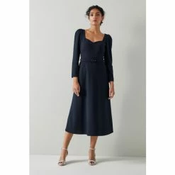 LK Bennett Katerina Crepe Belted Dress Blue