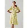 LK Bennett X Royal Ascot Pami Yellow Apple Blossom Print Silk Summer Dress
