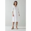 LK Bennett Anya White Linen Frill Detail Summer Shirt Dress