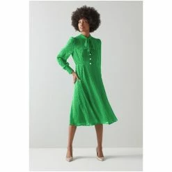 LK Bennett Green Mortimer Green & Cream Polka Dot Silk Dress -LK Bennett Shop unnamed file 1185