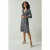 LK Bennett L.K.Bennett Blue Audrey Daisy Print Jersey Wrap Dress