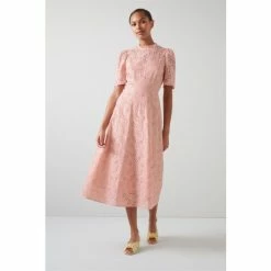 LK Bennett Pink Honor Cotton Broderie Anglaise Summer Dress