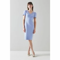 LK Bennett Blue Rebecca Lavender Crêpe Summer Shift Dress
