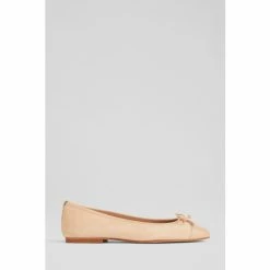 LK Bennett Kara Natural Suede And Patent Toe Cap Ballerina Flat Pumps