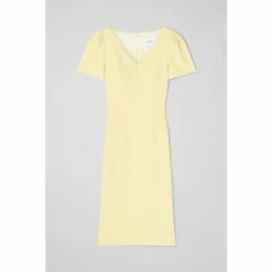 LK Bennett Rebecca Lemon Yellow Crepe Shift Dress