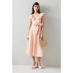 LK Bennett X Royal Ascot Pink Shenyu Cotton Candy Stripe Dress