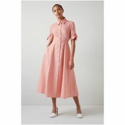 LK Bennett Saffron Pink Cotton Metallic Stripe Shirt Dress -LK Bennett Shop unnamed file 1283
