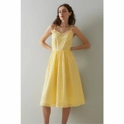 LK Bennett Yellow Francoise Cotton Broderie Anglaise Sun Dress