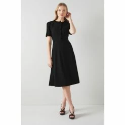 LK Bennett Rosalie Black Crepe Fit And Flare Dress