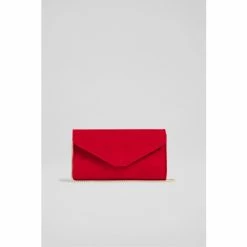 LK Bennett Red Dominica Suede Clutch Bag