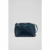 LK Bennett Navy Blue Hudson Croc Effect Leather Cross-Body Bag