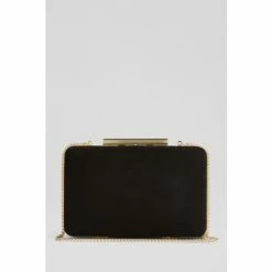 LK Bennett Suede Box Black Clutch