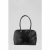 LK Bennett Jamie Croc Effect Leather Black Tote Bag