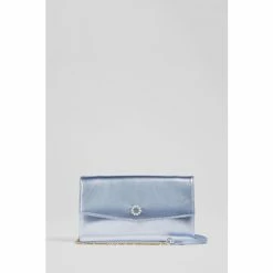 LK Bennett Blue Mason Ice Metallic Leather Clutch Bag