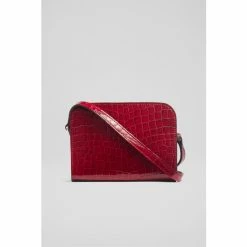 LK Bennett Red Patent Croc Effect Leather Cross-Body Bag