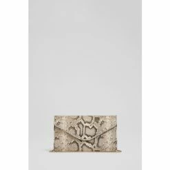 LK Bennett Grey Dominica Snake Effect Leather Clutch Bag