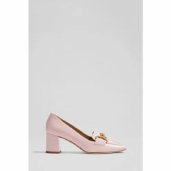 LK Bennett Samantha Pink Crinkle Patent Snaffle-Detail Courts
