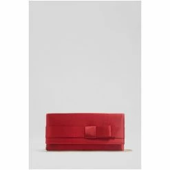 LK Bennett Red Catalina Satin Bow Detail Clutch -LK Bennett Shop unnamed file 1494