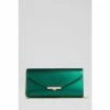 LK Bennett Metallic Green Lucy Leather Clutch Bag