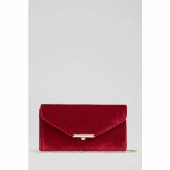 LK Bennett Red Velvet Lucy Clutch Bag