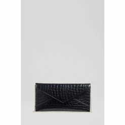 LK Bennett Kendall Patent Leather Envelope Black Clutch Bag