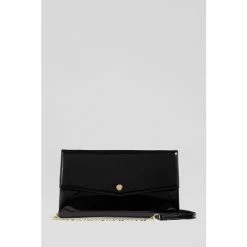 LK Bennett Layla Black Patent Leather Clutch Bag