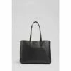 LK Bennett Adele Recycled Saffiano Black Leather Tote Bag