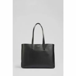 LK Bennett Adele Recycled Saffiano Black Leather Tote Bag