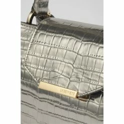 LK Bennett LKBennett Metallic Mini Harbour Gunmetal Croc-Effect Leather Trapeze Tote Bag -LK Bennett Shop unnamed file 1550