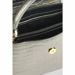 LK Bennett LKBennett Metallic Mini Harbour Gunmetal Croc-Effect Leather Trapeze Tote Bag -LK Bennett Shop unnamed file 1551