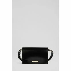 LK Bennett LKBennett Claudia Black High-Shine Leather Shoulder Bag