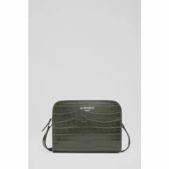 LK Bennett LKBennett Green Marie Forest Recycled Croc-Effect Leather Cross-Body Bag