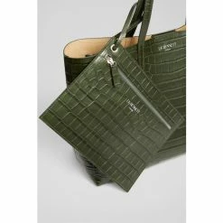 LK Bennett LKBennett Green Adele Forest Recycled Croc-Effect Leather Tote Bag -LK Bennett Shop unnamed file 1579