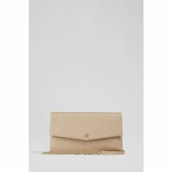 LK Bennett Layla Gold Glitter Envelope Clutch