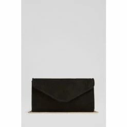LK Bennett Suede Clutch Bag Green