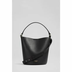 LK Bennett Cecilia Leather Bucket Black Bag
