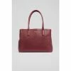 LK Bennett Red Lilian Burgundy Grainy Leather Tote Bag