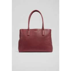 LK Bennett Red Lilian Burgundy Grainy Leather Tote Bag