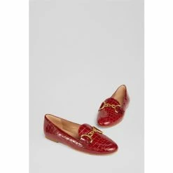 LK Bennett Red Daphne Croc-Effect Patent Leather Loafers -LK Bennett Shop unnamed file 166